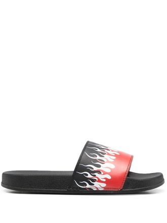 Vision Of Super flames print slides - men - Polyurethane/Polyurethane/Rubber - 40.5 - Black