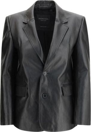 Balenciaga Leren Bikerjack - Dames - Leren en Su&egrave;de Jassen - Zwart - M - Leer - Jassen