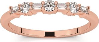 Pompeii3 1/4Ct Baguette & Round Diamond Wedding Ring Stackable Band 14k Gold Lab Grown