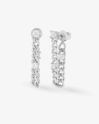 Melinda Maria Womens Julian Triple Diamond Soft Chain Hoops Earrings In Silver