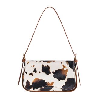 Generic Women PU Leather Cow Print Shoulder Bag Versatile Tote Bags for Travel (style1)