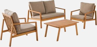 Sweeek Conjunto De Jard&iacute;n De Madera De Acacia Y Olefina, 4 Plazas