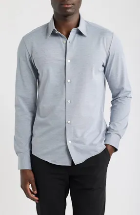 BOSS Roan Slim Fit Performance Button-Up Shirt in Blue Grey at Nordstrom, Size Xx-Large