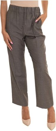 Max Mara Zachte Flanellen Elastische Taille Broek - Dames - Wijde Broeken - Grijs - L - Wol - Broeken