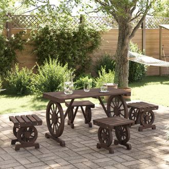 vidaXL Vidaxl - Juego De Comedor De Jard&iacute;n 5 Piezas Madera Maciza De Abeto