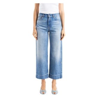 Chlo&eacute; Wide Jeans, female, Blue, Size: W26 Jean large &agrave; taille courte en denim stone-washed