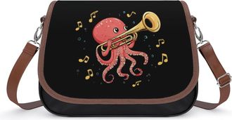 Generic Octopus Playing Trombone Womens Crossbody Bag Fashion Shoulder Handbags Message Tote Bag with Adjustable Strap
