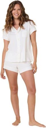 The Cats Pajamas Pima Knit Short Set in Classic White at Nordstrom, Size X-Large