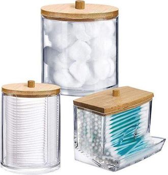 OEM Juego De 3 Dispensadores De Discos De Algod&oacute;n, Soportes Para Discos De Algod&oacute;n, Cajas Acr&iacute;licas Para Hisopos De Algod&oacute;n, Organizadores De Almacenamien