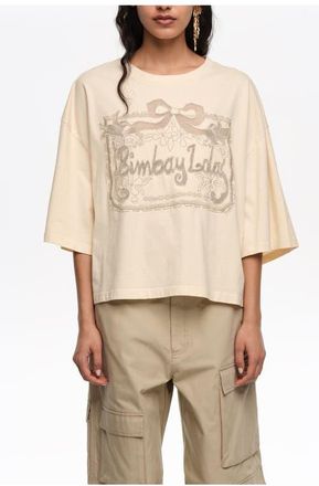 Bimba & Lola Maxi Broderie Anglaise Logo T-Shirt in Vanilla at Nordstrom, Size Xx-Small Eu