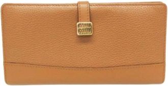 Miu Miu Pre-owned Lange Portemonnee (bi-fold) - Dames - Vintage Accessoires - Bruin - ONE Size - Leer - Vintage