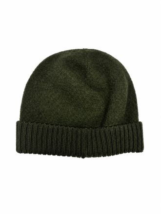 C.P. Company 21CMAC280A110513A Virgin Wool Ribbed Beanie - Green