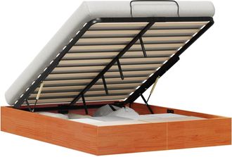 vidaXL Estructura De Cama Ottoman Con Almacenamiento Marr&oacute;n Cera Vidaxl