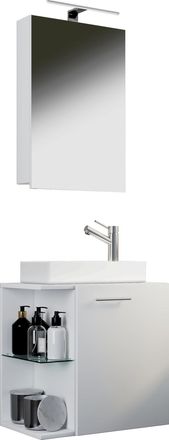 ebuy24 Ebuy24 - Set Vcm De 3 Piezas Lavadero Para Invitados Wc Ba&ntilde;o De Invitados Wc De Lavabo Set De Ba&ntilde;o - House Sc (blanco)