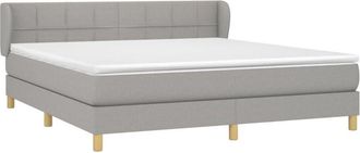 vidaXL Cama Box Spring Con Colch&oacute;n Tela Gris Claro 160x200 Cm Vidaxl