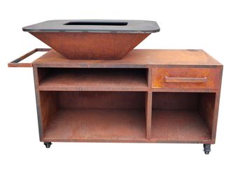 Purline Purline - Barbacoa Grande Con Mueble Y Plancha Acero Marron
