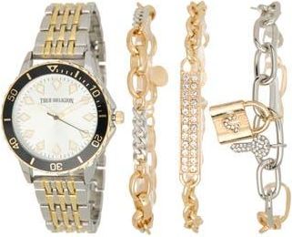 True Religion Quartz Bracelet Watch, 33.5mm in Two Tone Silver at Nordstrom Rack