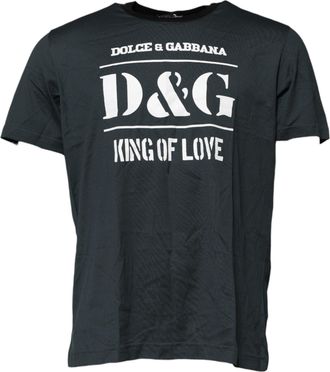 Dolce & Gabbana Mens Black Cotton Printed Short Sleeves T-Shirt