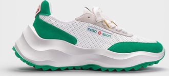 Casablanca Atlantis Womens Sneaker White Green Textile - Size UK 4.5