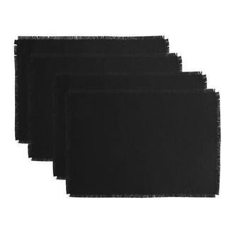 Solino Home Linen Placemats - Fringe, 14 x 19 in Black at Nordstrom, Size Medium