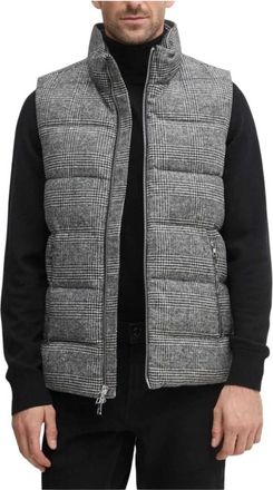 Michael Kors Glen Plaid Gewatteerd Vest - Heren - Bodywarmers - Zwart - S - Wol - Jassen