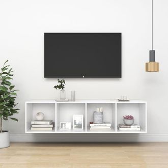 vidaXL Vidaxl - Tv De Pared Con Madera Contrachapada Blanco 37x37x142,5 Cm