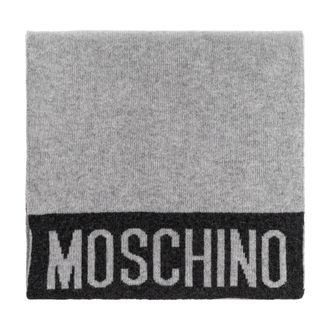 Moschino Sjaal met logo - Heren - Wintersjaals - Grijs - ONE Size - Wol - Accessoires