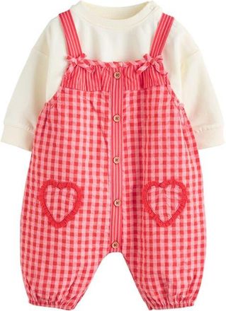Next Seersucker Overall & Bodysuit Set in Red at Nordstrom, Size 12-18M
