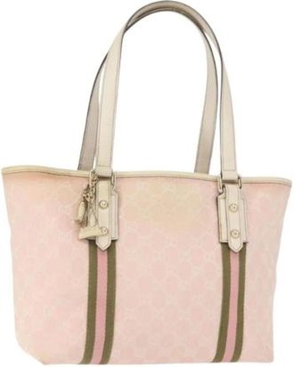 Gucci Pre-owned Tote Bags, female, Pink, Size: ONE SIZE Pre-owned Canvas Tote Bag