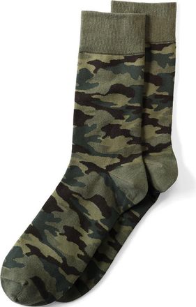 Lands End Novelty Crew Socks in River Stone Green Camo at Nordstrom