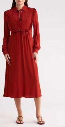 Longchamp Long Sleeve Midi Dress in Sienna at Nordstrom Rack, Size 8 Us / 40 Fr