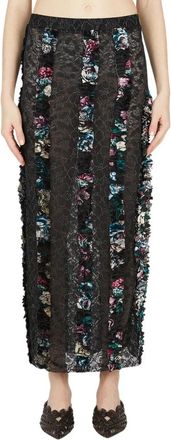 Rave Review Ruffle Trim Rok - Dames - Midirokken - Zwart - M - Rokken