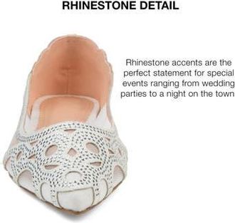 Journee Collection Batavia Rhinestone Flat in White at Nordstrom Rack, Size 5.5