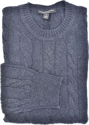 Manrico Cashmere Kabelgebreide trui - Blauw