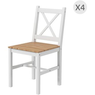 HOMCOM Set 4 Sedie per Cucina e Soggiorno con Schienale a Croce in Legno di Pino