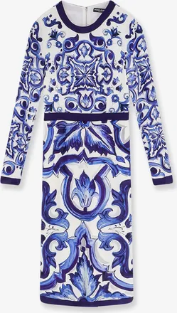 Dolce & Gabbana Vestito in misto seta con stampa Maiolica - DOLCE & GABBANA - gender_Woman