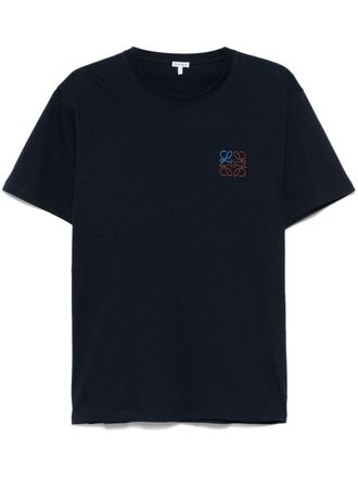 Loewe Anagram-embroidered T-shirt - men - Polyester/Cotton - M - Blue