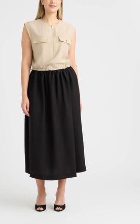 Ellen Tracy Womens Color Block Zip Front Dress