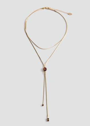 Mango Collana doppia cristalli oro - Donna - Taglia unica - MANGO