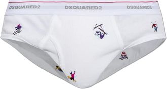 Dsquared2 Katoenen slip met kleurrijke borduursels - Heren - Onderbroek - Wit - 2XL - Katoen - Ondergoed