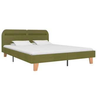 Berkfield Home Bed Frame with LED Green Fabric 150x200 cm King Size