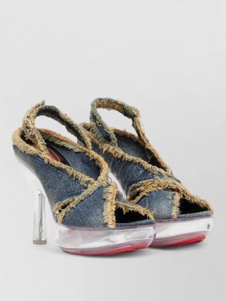 Diesel high heel sandals peep toe denim
