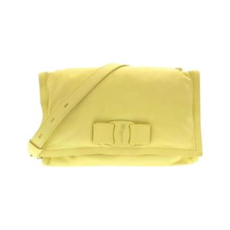 Ferragamo Pre-owned Cross Body Bags, female, Yellow, Size: ONE SIZE Pre-owned Viva BOW calf shoulder bag