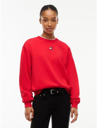 Tommy Hilfiger Womens Tommy Jeans Badge Boxy Fit Sweatshirt - Lavish Red - XL