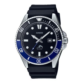 Casio Mens Black and Blue Bezel Dive Watch - MDV-106B-1A1VCF
