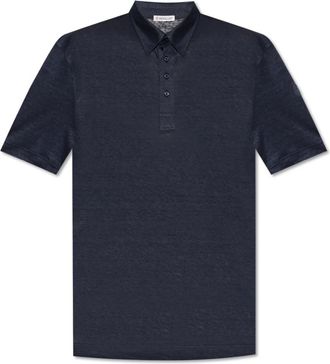 Moncler Linnen polo - Heren - Polos - Blauw - M - Linnen - Tops