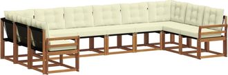 vidaXL Conjunto De Sof&aacute;s De Exterior 10 Uds. Natural Y Crema Vidaxl