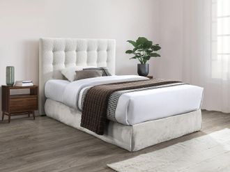 Vente-Unique Testata trapuntata 140 cm Tessuto bouclette Bianco - FRANCESCO