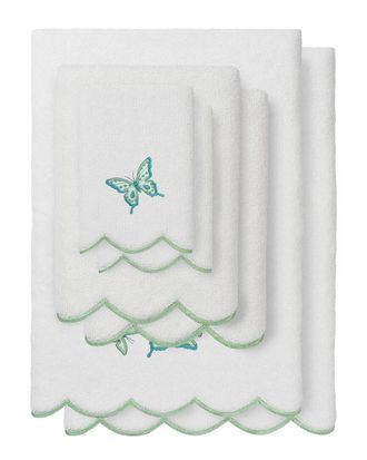 Linum Home Textiles 100% Turkish Cotton Britney Scallop 6Pc Embellished Towel Set