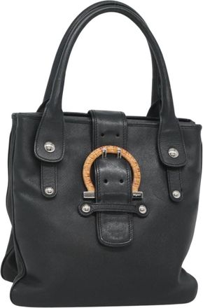 Ferragamo Gancini Handbag Leather Leather Handbag (Pre-Owned)